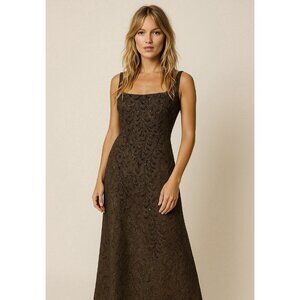 Lillie Rubin Carmen Marc Valvo Collection Brown Beaded Evening Gown Dress Long S